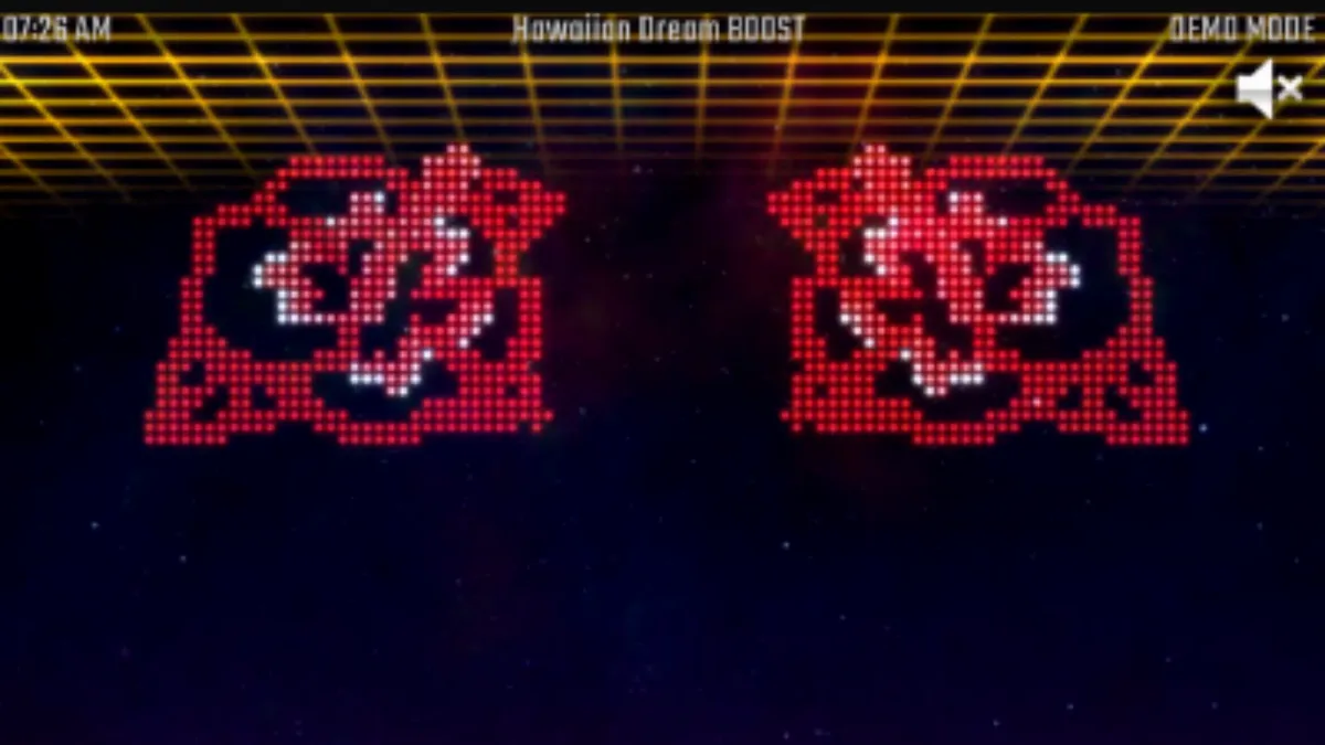 Tampilan antarmuka futuristik slot Hawaiian Dream Boost dengan elemen tropis