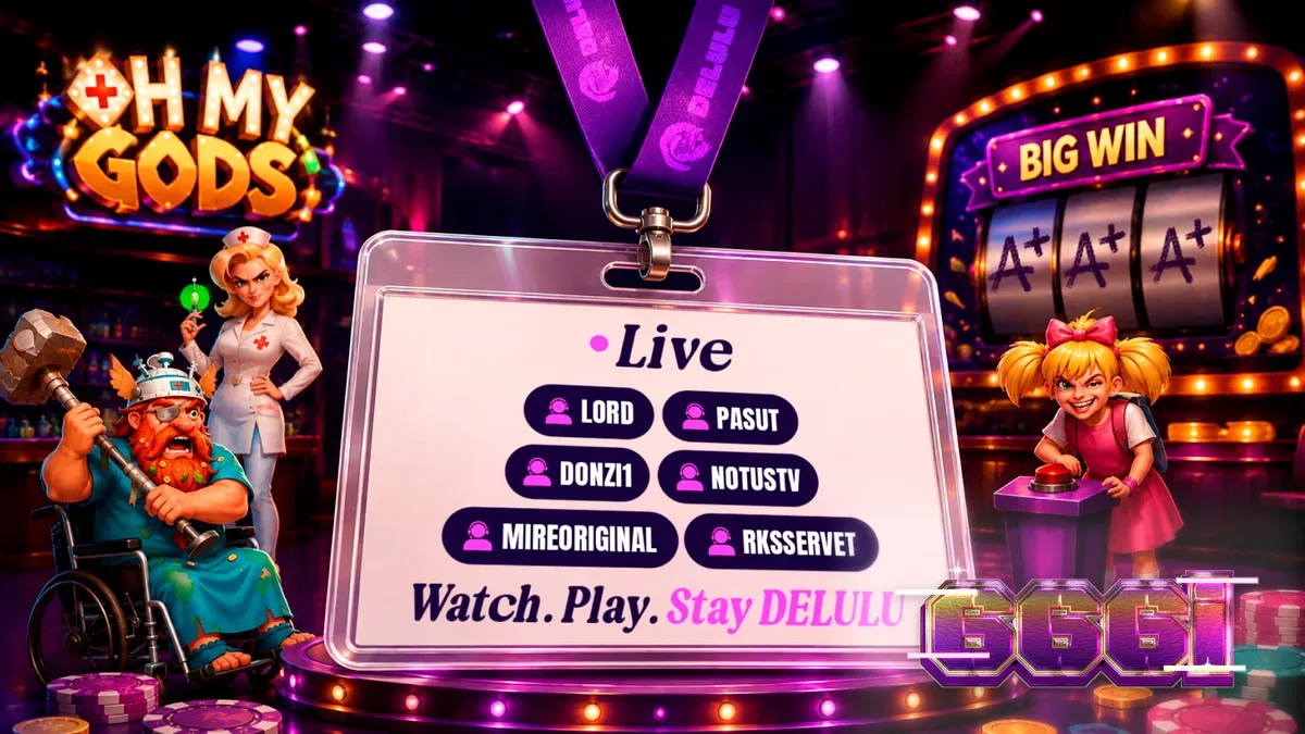 Tampilan visual dinamis dari game slot DELULU Gaming yang sedang dimainkan oleh streamer